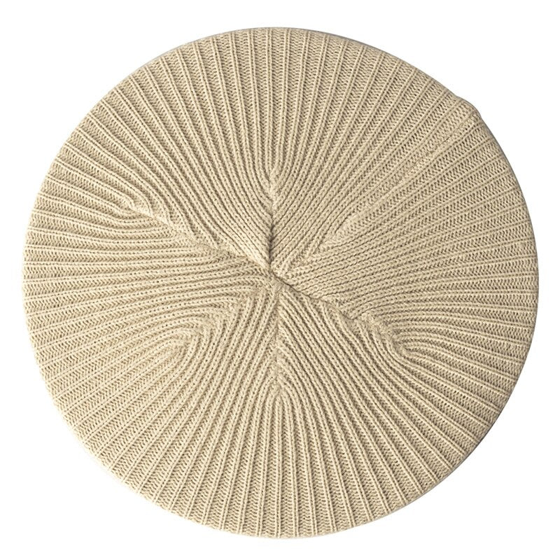 Beige Knit Beret