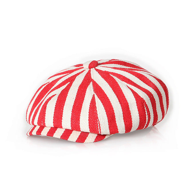 Red Women's Striped Beret